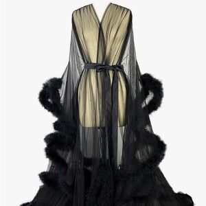 Fur Trim Sheer Robe